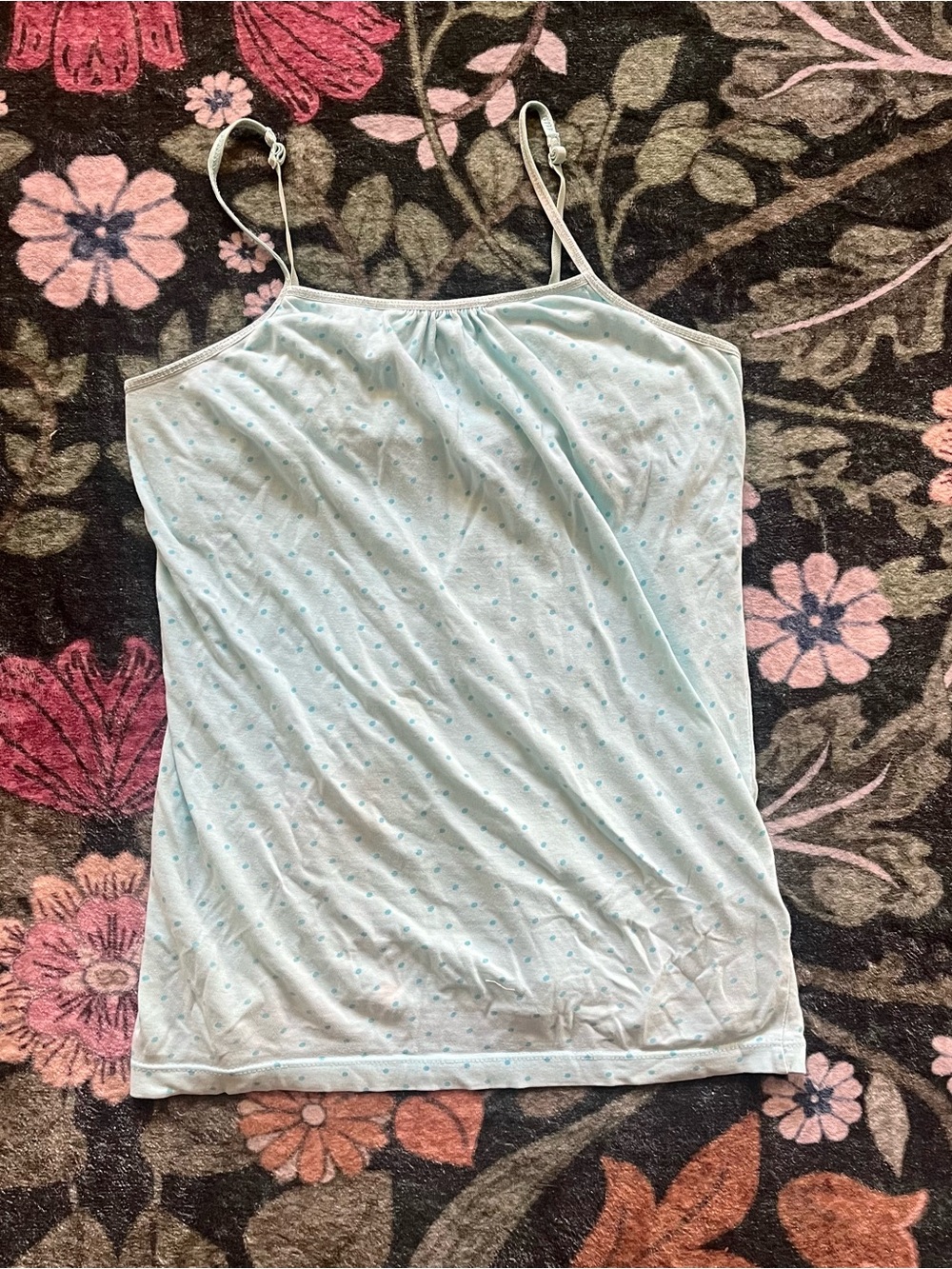 🍥 Y2K Cotton Blue Polka Dot Cami 🍥